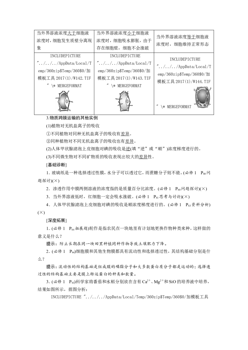 [12501770]高中生物一轮复习学案：第6讲　物质跨膜运输的实例和方式_新高考复习资料_2023年新高考复习资料_一轮复习_精讲精练2023届新高考生物一轮复习学案