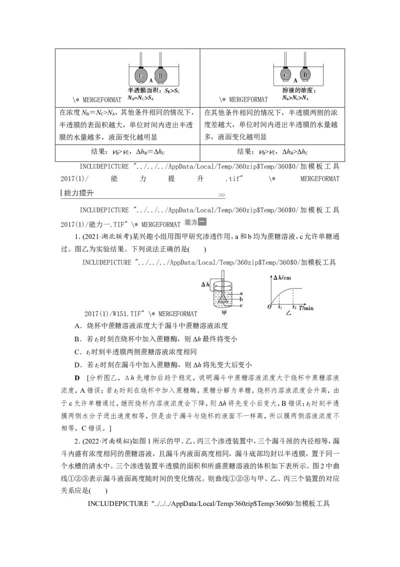 [12501770]高中生物一轮复习学案：第6讲　物质跨膜运输的实例和方式_新高考复习资料_2023年新高考复习资料_一轮复习_精讲精练2023届新高考生物一轮复习学案