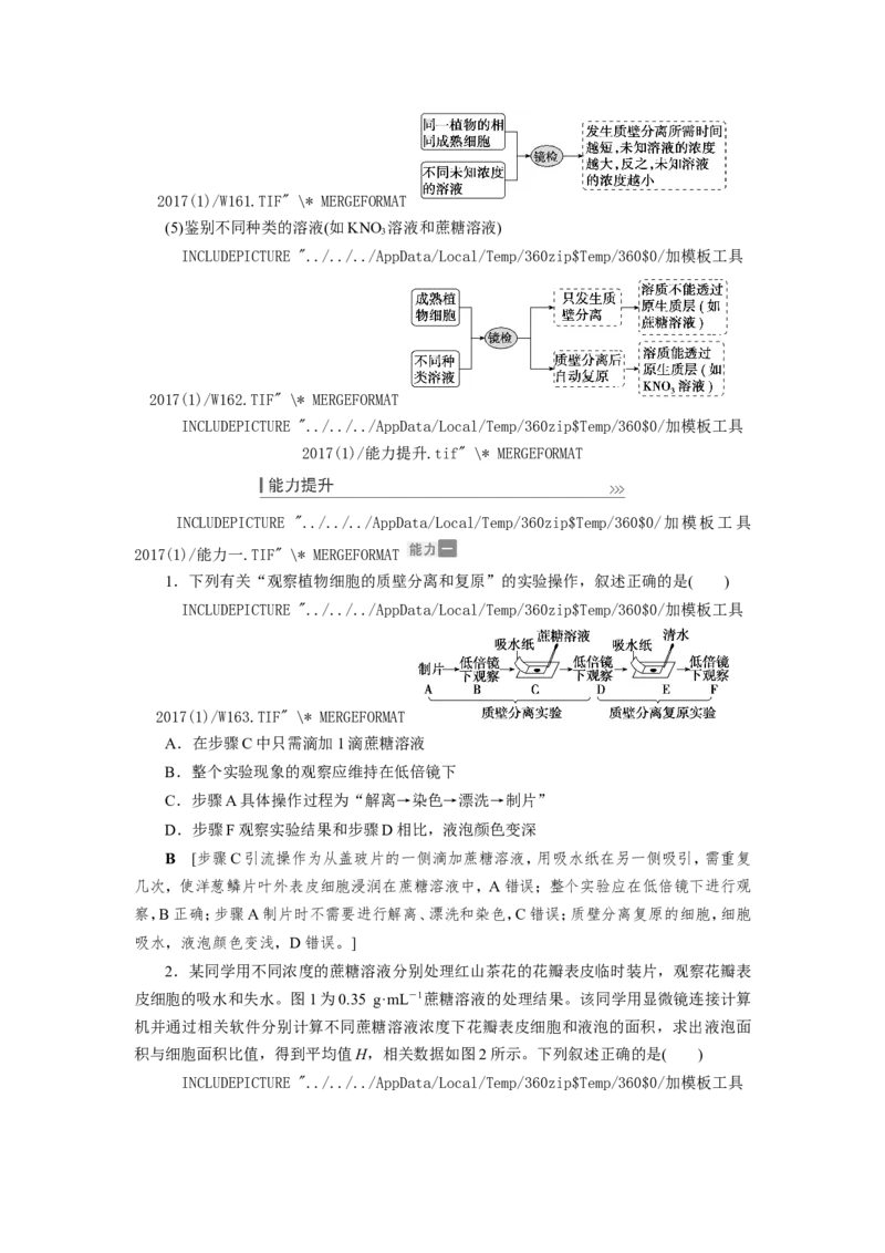 [12501770]高中生物一轮复习学案：第6讲　物质跨膜运输的实例和方式_新高考复习资料_2023年新高考复习资料_一轮复习_精讲精练2023届新高考生物一轮复习学案
