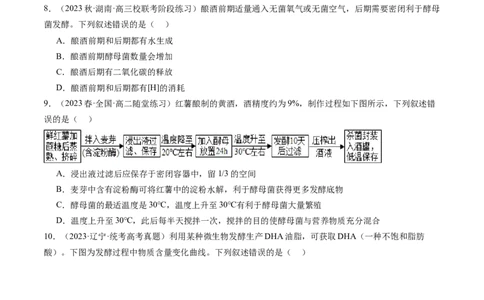 第38讲传统发酵技术和发酵工程的应用（练习）（原卷版）_2024年新高考资料_1.2024一轮复习_2024年高考生物一轮复习讲练测（新教材新高考）