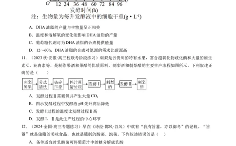 第38讲传统发酵技术和发酵工程的应用（练习）（原卷版）_2024年新高考资料_1.2024一轮复习_2024年高考生物一轮复习讲练测（新教材新高考）