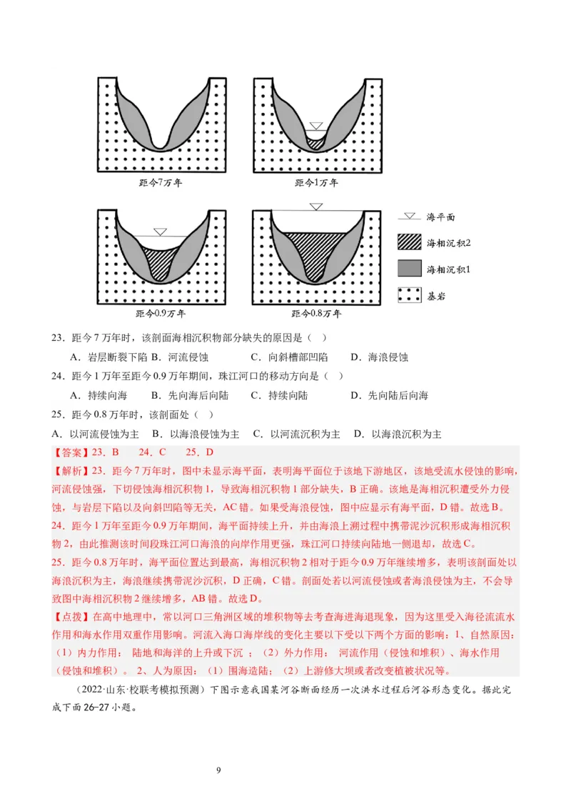2024届高考一轮复习专题五地表形态的塑造第十六讲河流地貌的发育（解析版）_通用版（老高考）复习资料_2024年复习资料_完备战2024年高考地理一轮复习考点帮（全国通用）_专题训练