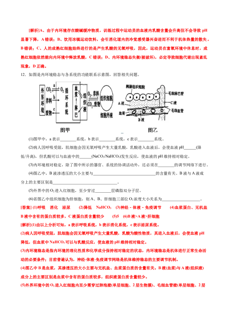 GKSW150_第20讲内环境与稳态-备战2022年高考生物一轮复习精品讲义（人教版）(解析版)_新高考复习资料_2022年新高考复习资料_备战2022新高考生物一轮复习精品讲义（人教版）