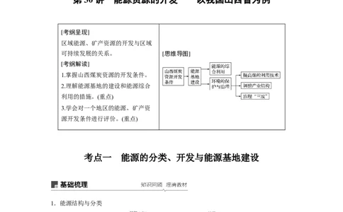 50必修③第3章区域自然资源综合开发第30讲能源资源的开发&mdash;&mdash;以我国山西省为例_通用版（老高考）复习资料_2023年复习资料_地理高三一轮复习系列