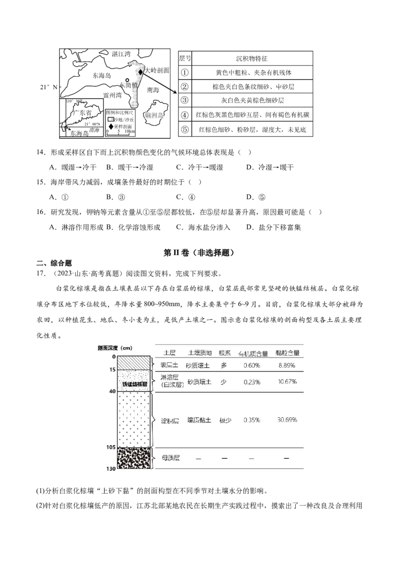 第16讲植被与土壤（原卷版）_2025年新高考资料_一轮复习_备战2025年高考地理一轮复习考点帮（新高考通用）（完结）