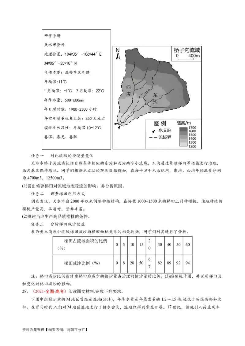 专题15资源、环境与区域发展-学易金卷：五年（2019-2023）高考地理真题分项汇编（原卷版）_通用版（老高考）复习资料_2024年复习资料