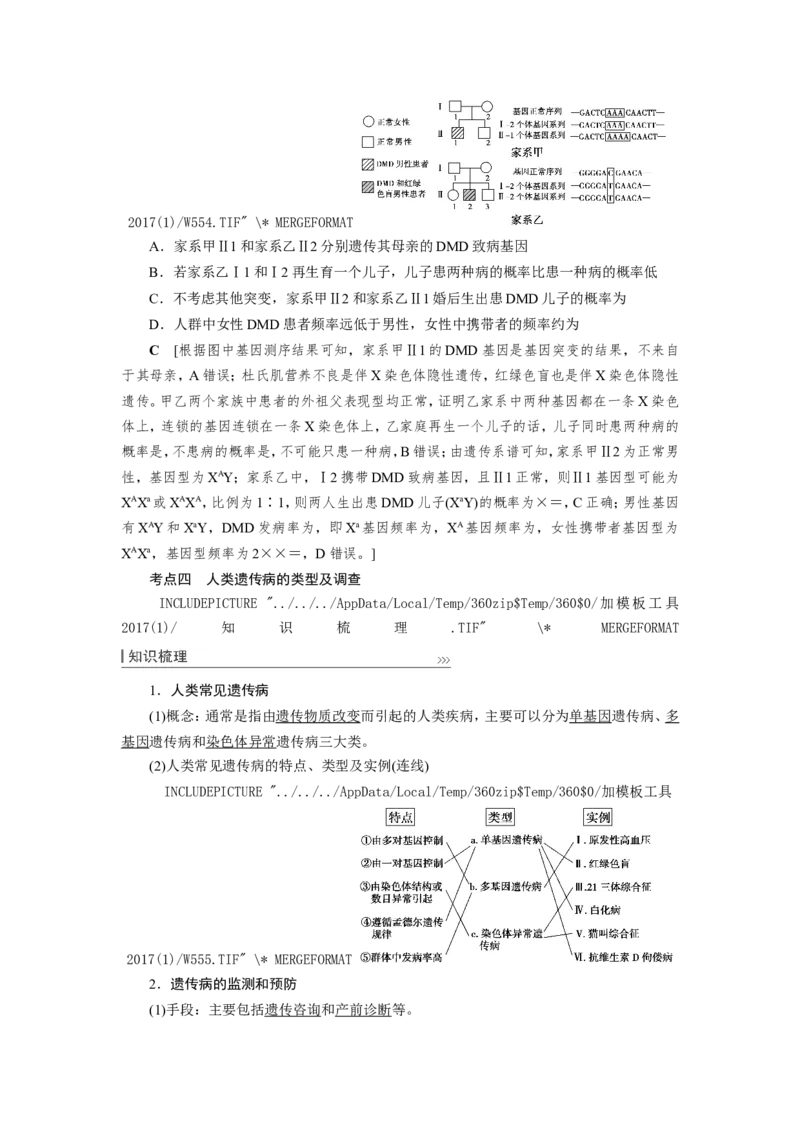 [12533088]高中生物一轮复习学案：第16讲　基因在染色体上、伴性遗传和人类遗传病_新高考复习资料_2023年新高考复习资料_一轮复习_精讲精练2023届新高考生物一轮复习学案