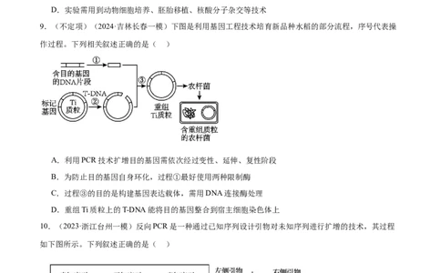 第18讲基因工程（练习）（原卷版）_2024年新高考资料_2.2024二轮复习_2024年高考生物二轮复习讲练测（新教材新高考）