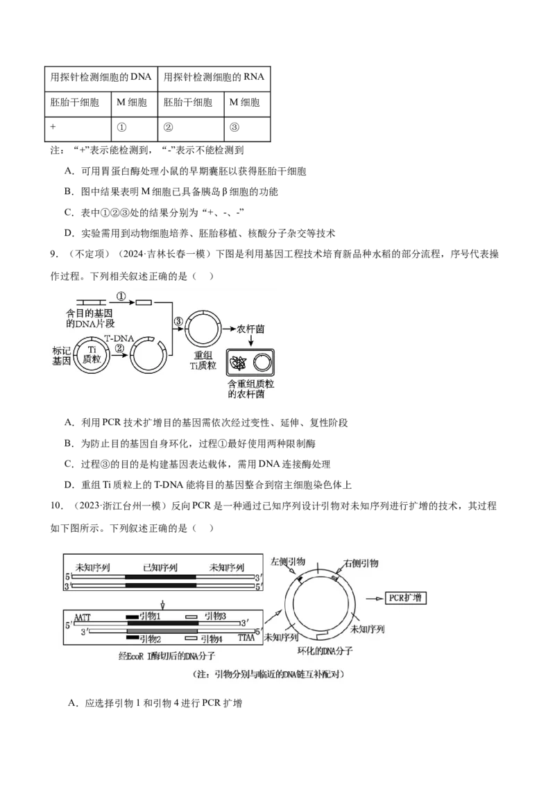 第18讲基因工程（练习）（原卷版）_2024年新高考资料_2.2024二轮复习_2024年高考生物二轮复习讲练测（新教材新高考）