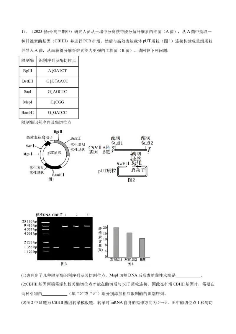 第18讲基因工程（练习）（原卷版）_2024年新高考资料_2.2024二轮复习_2024年高考生物二轮复习讲练测（新教材新高考）