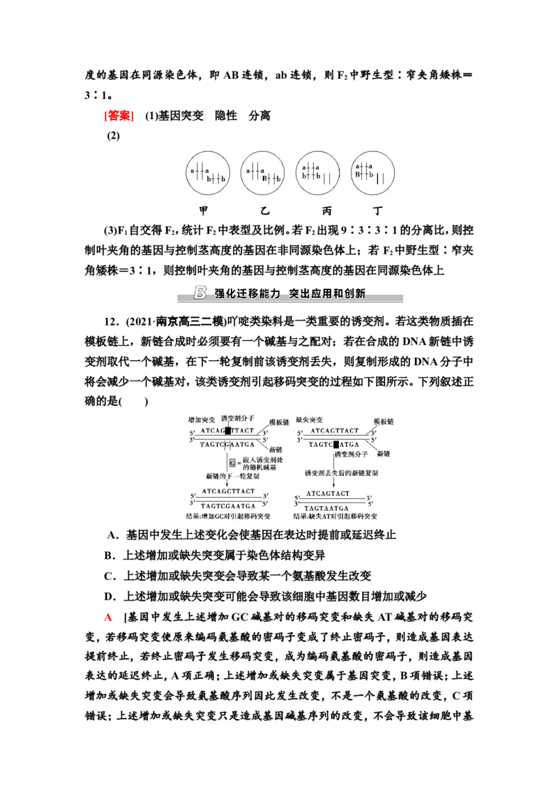 [13326503]备考2023生物课时分层作业20　基因突变和基因重组(含解析）_新高考复习资料_2023年新高考复习资料_专项复习_备考2023新高考生物课时分层作业