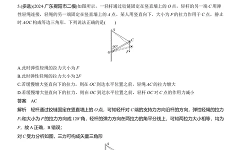 热点1　受力分析和共点力平衡_04高考物理_2025年新高考资料_二轮复习_2025年高考物理大二轮_2025物理二轮专题复习教师用书Word版文档_考前特训_热点排查练