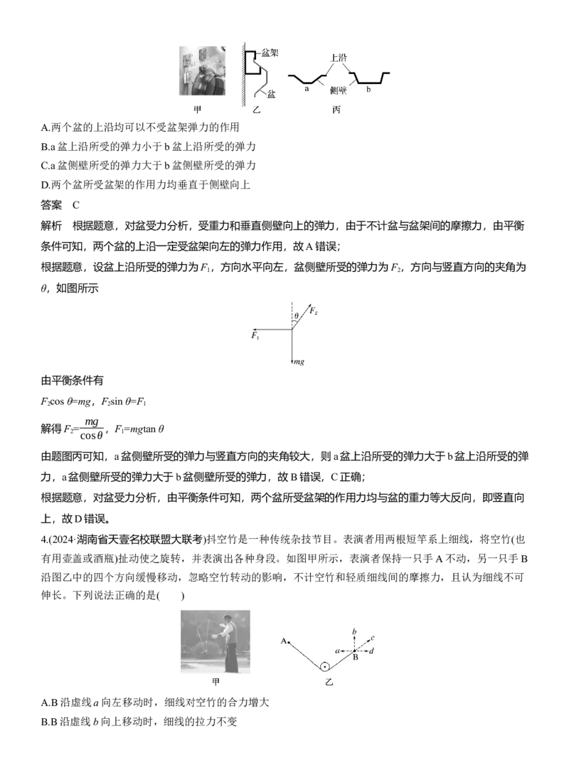 热点1　受力分析和共点力平衡_04高考物理_2025年新高考资料_二轮复习_2025年高考物理大二轮_2025物理二轮专题复习教师用书Word版文档_考前特训_热点排查练