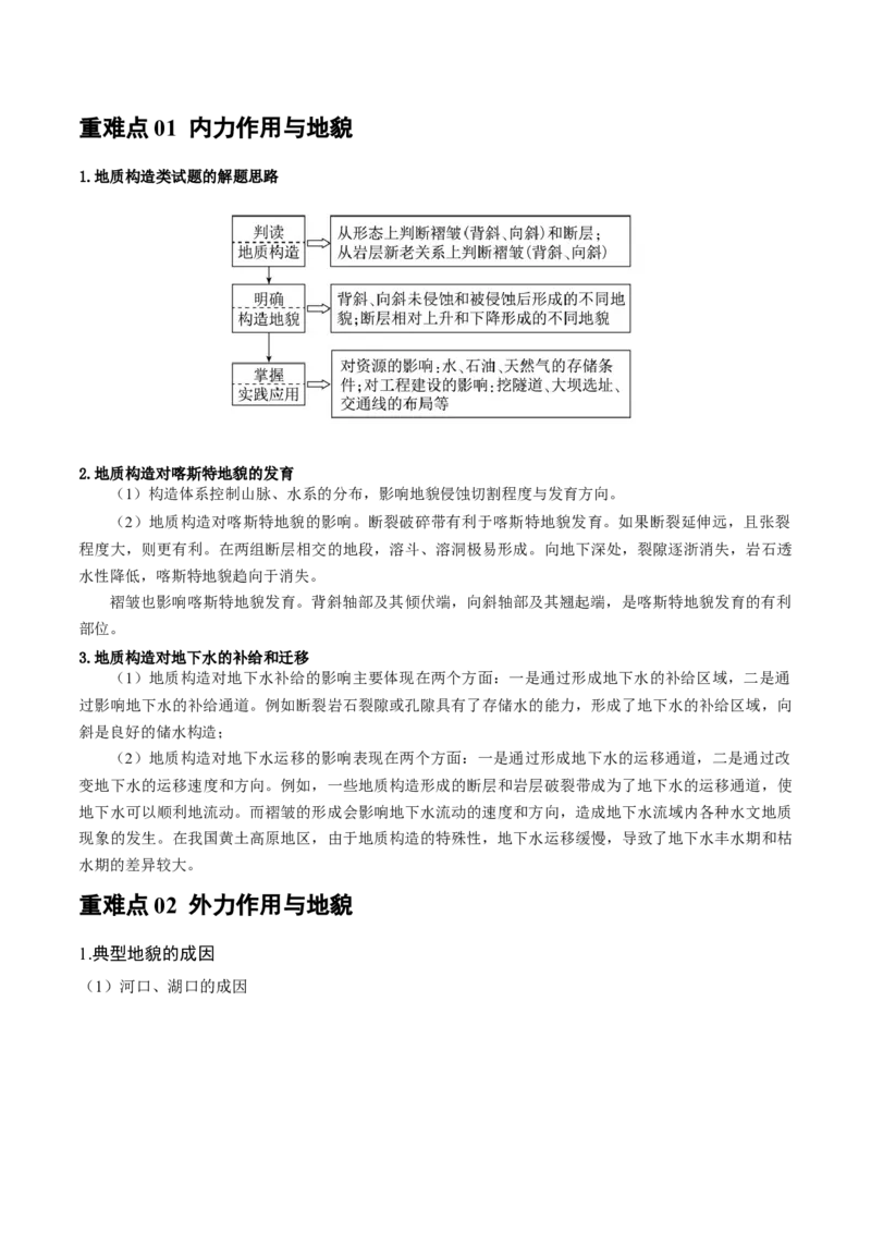 重难点05地质地貌的成因与演变（原卷版）_2025年新高考资料_二轮复习_01高考语文等多个文件_2025年高三地理高考二轮复习专项提升_重点&middot;难点&middot;热点专练（分地区）_广东专用