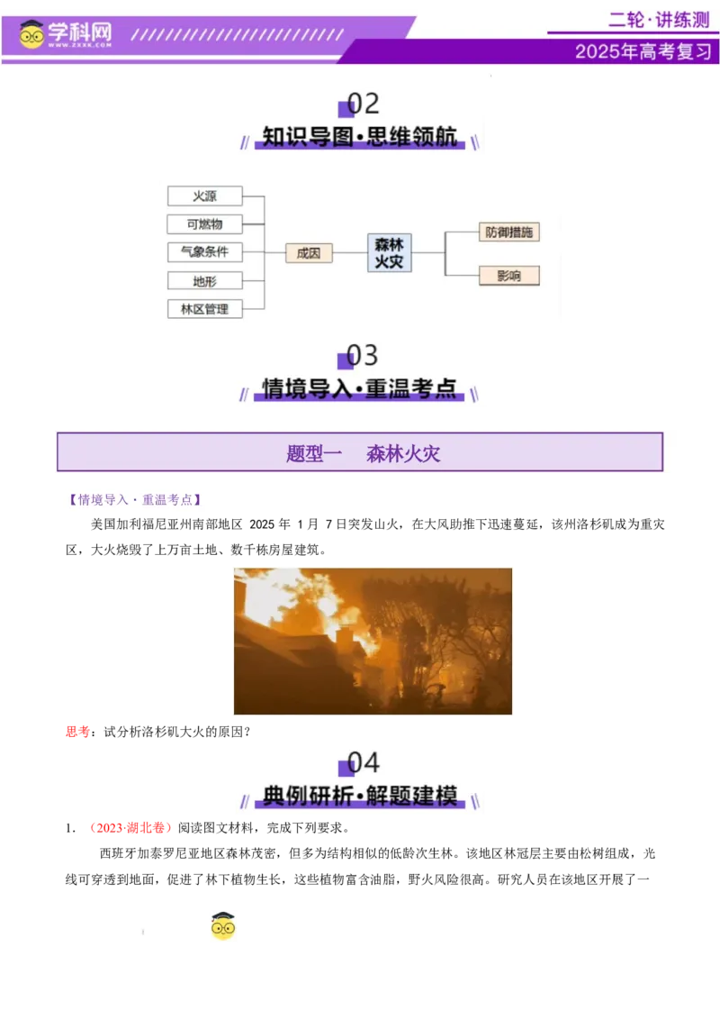 微专题森林火灾（讲义）（原卷版）_2025年新高考资料_二轮复习_上好课2025年高考地理二轮复习讲练测（新高考通用）3381954