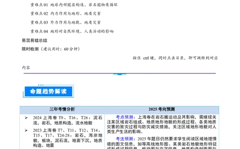 重难点专题05岩石圈运动与地表形态、地质灾害（解析版）_2025年新高考资料_二轮复习_2025年高三地理高考二轮复习专项提升（新高考通用）3405802_重点&middot;难点&middot;热点专练（分地区）