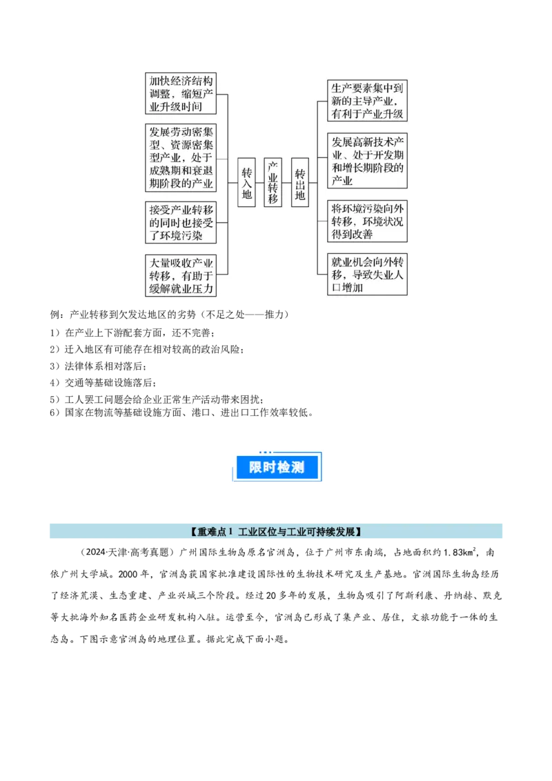 重难点14工业区位因素与产业发展（原卷版）_2025年新高考资料_二轮复习_2025年高三地理高考二轮复习专项提升（新高考通用）3405802_重点&middot;难点&middot;热点专练（分地区）_天津专用