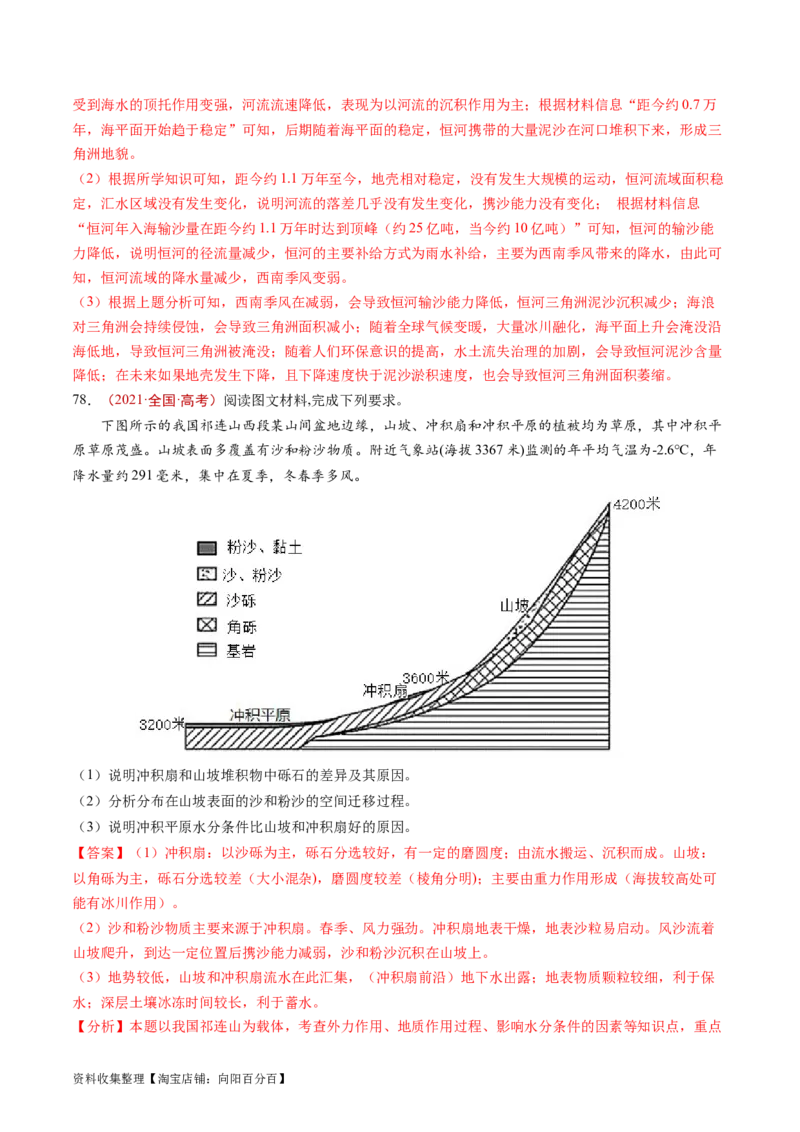 专题05地表形态的塑造-学易金卷：五年（2019-2023）高考地理真题分项汇编（解析版）_通用版（老高考）复习资料_2024年复习资料_完五年（2019-2023）高考地理真题分项汇编（全国通用）