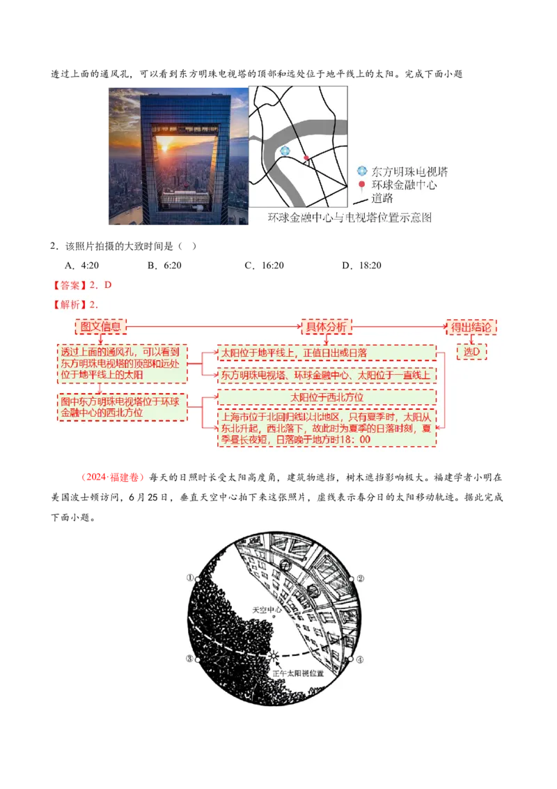 微专题太阳视运动与日影（讲义）（解析版）_2025年新高考资料_二轮复习_上好课2025年高考地理二轮复习讲练测（新高考通用）3381954