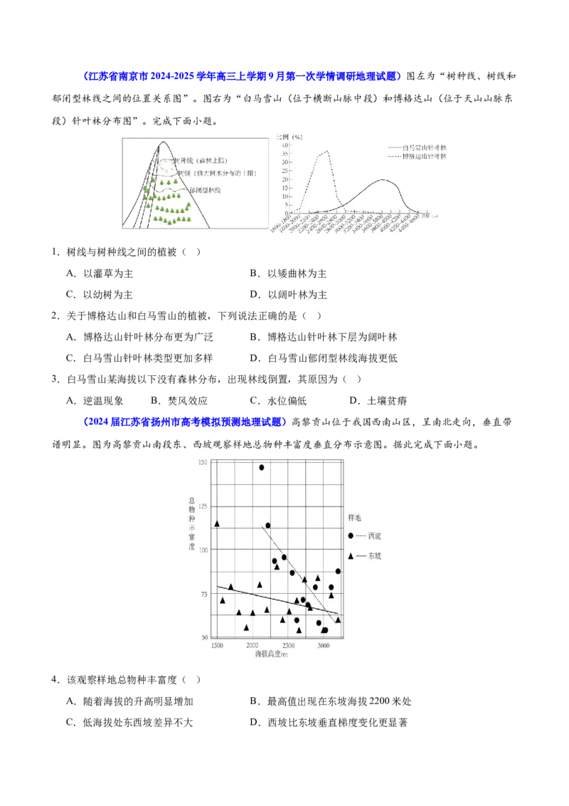 重难点07土壤生物与自然环境整体性和差异性（原卷版）_2025年新高考资料_二轮复习_01高考语文等多个文件_2025年高三地理高考二轮复习专项提升_重点&middot;难点&middot;热点专练（分地区）_江苏专用