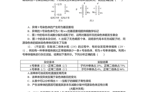 2025届高中生物学一轮复习检测案24　染色体变异（含解析）_2025年新高考资料_一轮复习_2025届高中生物学一轮复习分层复习检测(含解析)