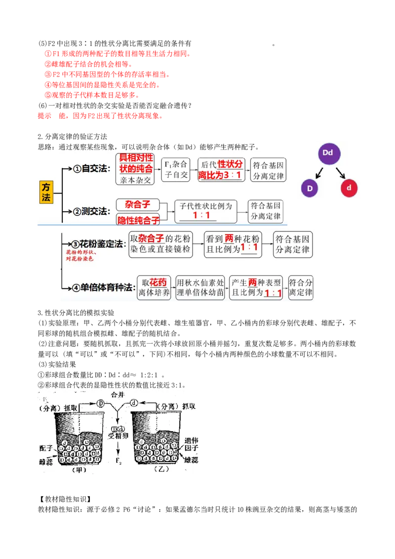 第16讲基因的分离定律（讲义）（教师版）_2024年新高考资料_1.2024一轮复习_2024年高考生物一轮复习讲练测（新教材新高考）