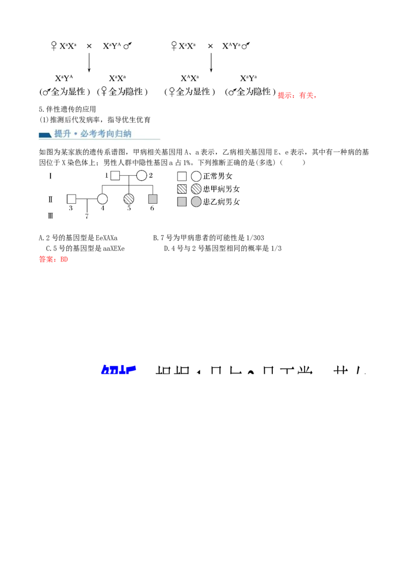 第18讲伴性遗传和人类遗传病（讲义）（教师版）_2024年新高考资料_1.2024一轮复习_2024年高考生物一轮复习讲练测（新教材新高考）