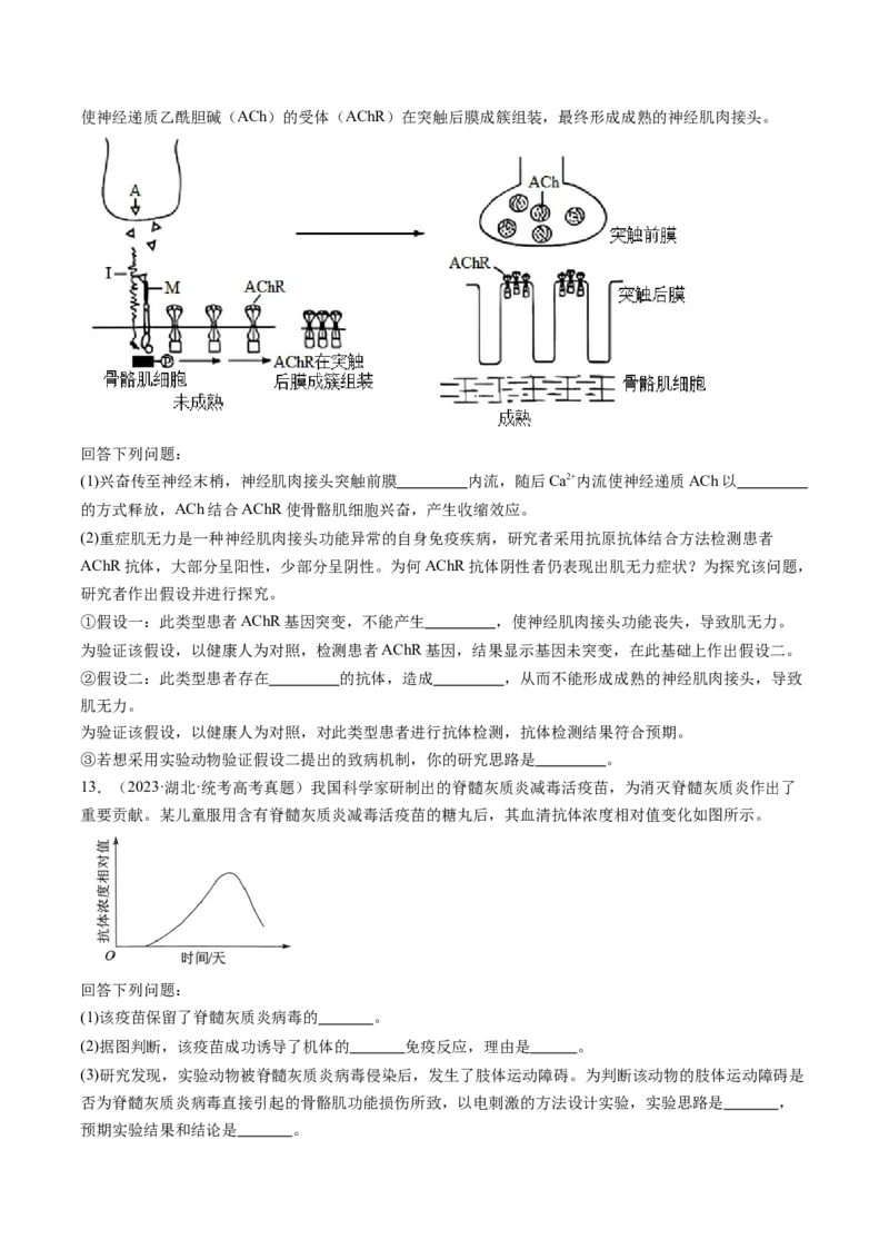 第30讲免疫失调和免疫学的应用（练习）（原卷版）_2024年新高考资料_1.2024一轮复习_2024年高考生物一轮复习讲练测（新教材新高考）