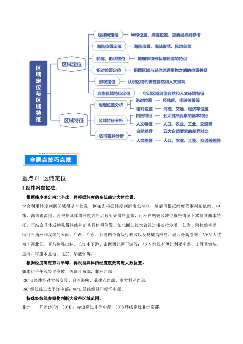 重难点01区域定位与区域特征（解析版）_2025年新高考资料_二轮复习_2025年高三地理高考二轮复习专项提升（新高考通用）3405802_重点&middot;难点&middot;热点专练（分地区）_江苏专用