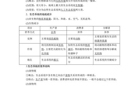[12533109]高中生物一轮复习学案：第30讲　生态系统的结构与功能_新高考复习资料_2023年新高考复习资料_一轮复习_精讲精练2023届新高考生物一轮复习学案