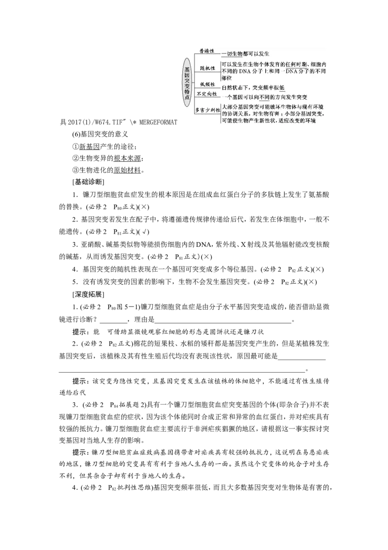 [12533094]高中生物一轮复习学案：第20讲　基因突变和基因重组_新高考复习资料_2023年新高考复习资料_一轮复习_精讲精练2023届新高考生物一轮复习学案