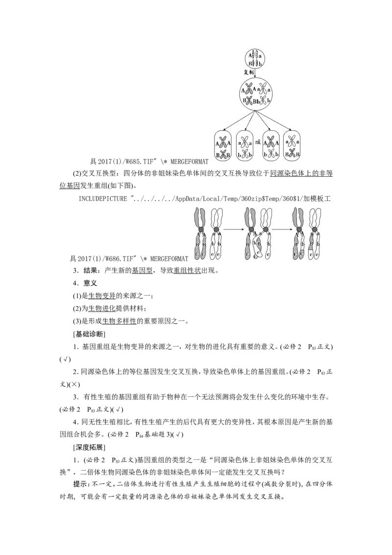 [12533094]高中生物一轮复习学案：第20讲　基因突变和基因重组_新高考复习资料_2023年新高考复习资料_一轮复习_精讲精练2023届新高考生物一轮复习学案