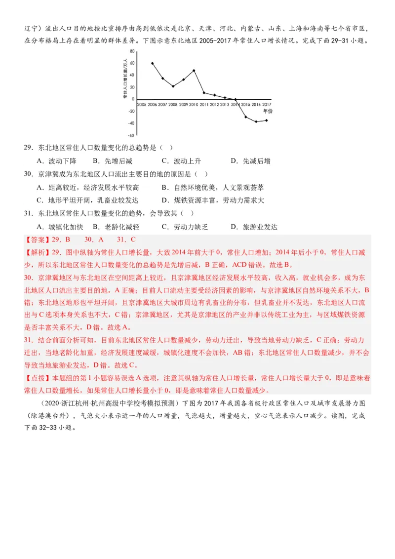 2024届高考一轮复习专题八人口第二十三讲人口迁移（解析版）_通用版（老高考）复习资料_2024年复习资料_完备战2024年高考地理一轮复习考点帮（全国通用）_专题训练