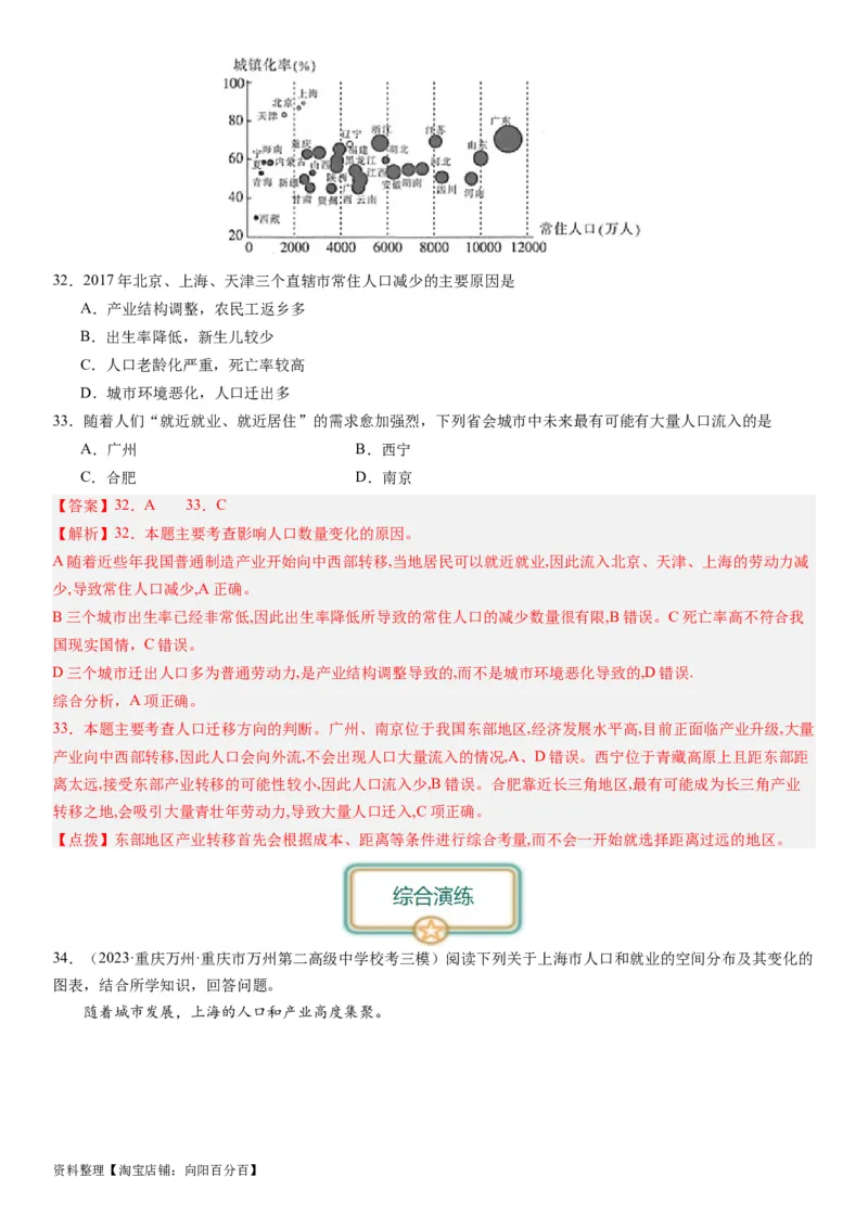 2024届高考一轮复习专题八人口第二十三讲人口迁移（解析版）_通用版（老高考）复习资料_2024年复习资料_完备战2024年高考地理一轮复习考点帮（全国通用）_专题训练