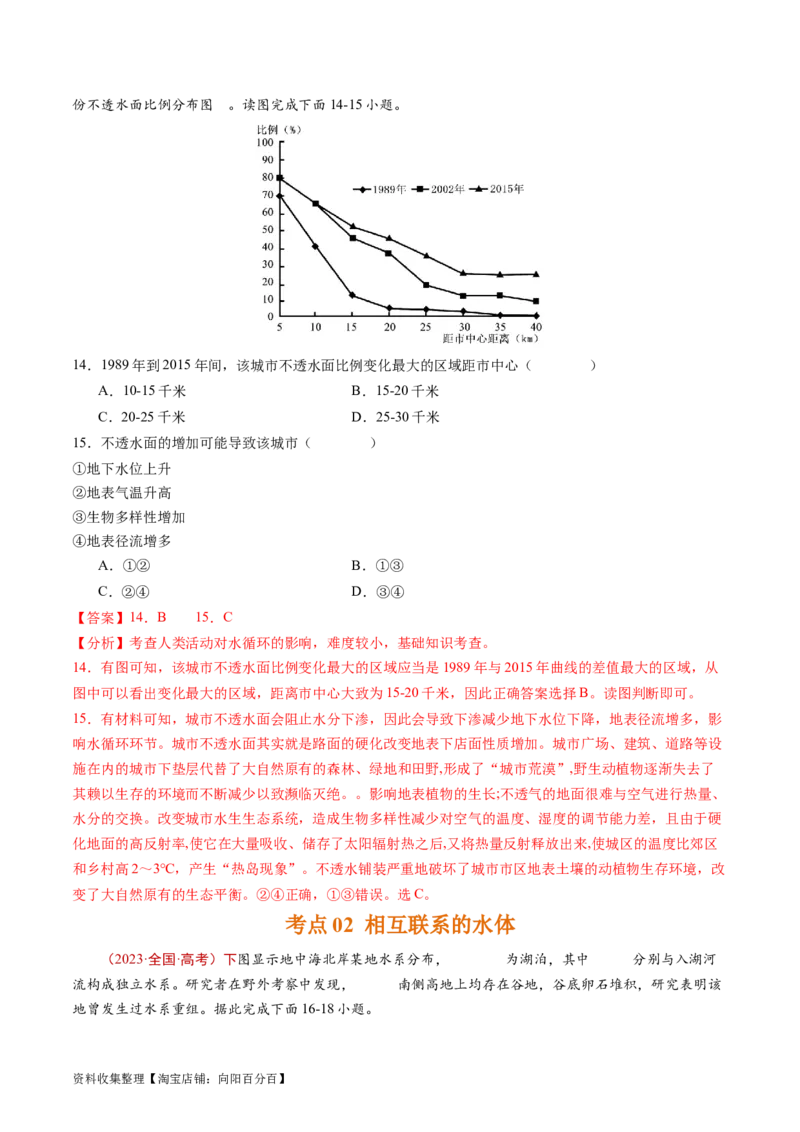 专题04地球上的水及其运动-学易金卷：五年（2019-2023）高考地理真题分项汇编（解析版）_通用版（老高考）复习资料_2024年复习资料