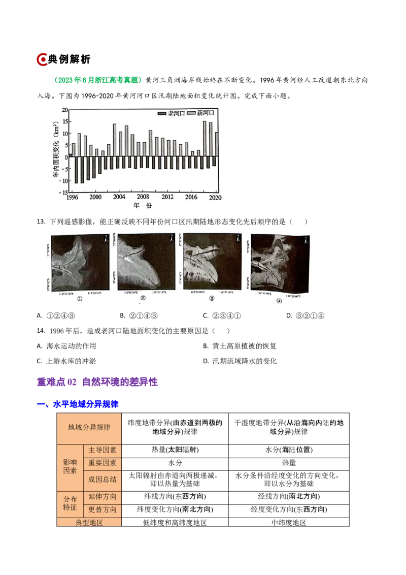 重难点05自然环境的整体性和差异性（浙江专用）（原卷版）_2025年新高考资料_二轮复习_01高考语文等多个文件_2025年高三地理高考二轮复习专项提升_重点&middot;难点&middot;热点专练（分地区）