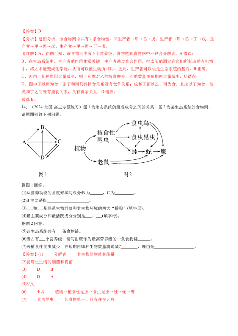 第35讲生态系统的结构（练习）（解析版）_2024年新高考资料_1.2024一轮复习_2024年高考生物一轮复习讲练测（新教材新高考）