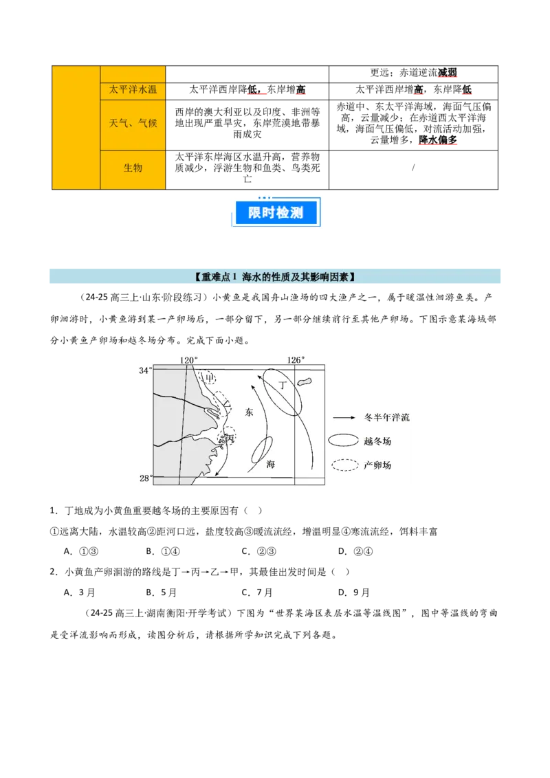 重难点08海水运动与人类活动（原卷版）_2025年新高考资料_二轮复习_2025年高三地理高考二轮复习专项提升（新高考通用）3405802_重点&middot;难点&middot;热点专练（分地区）_天津专用