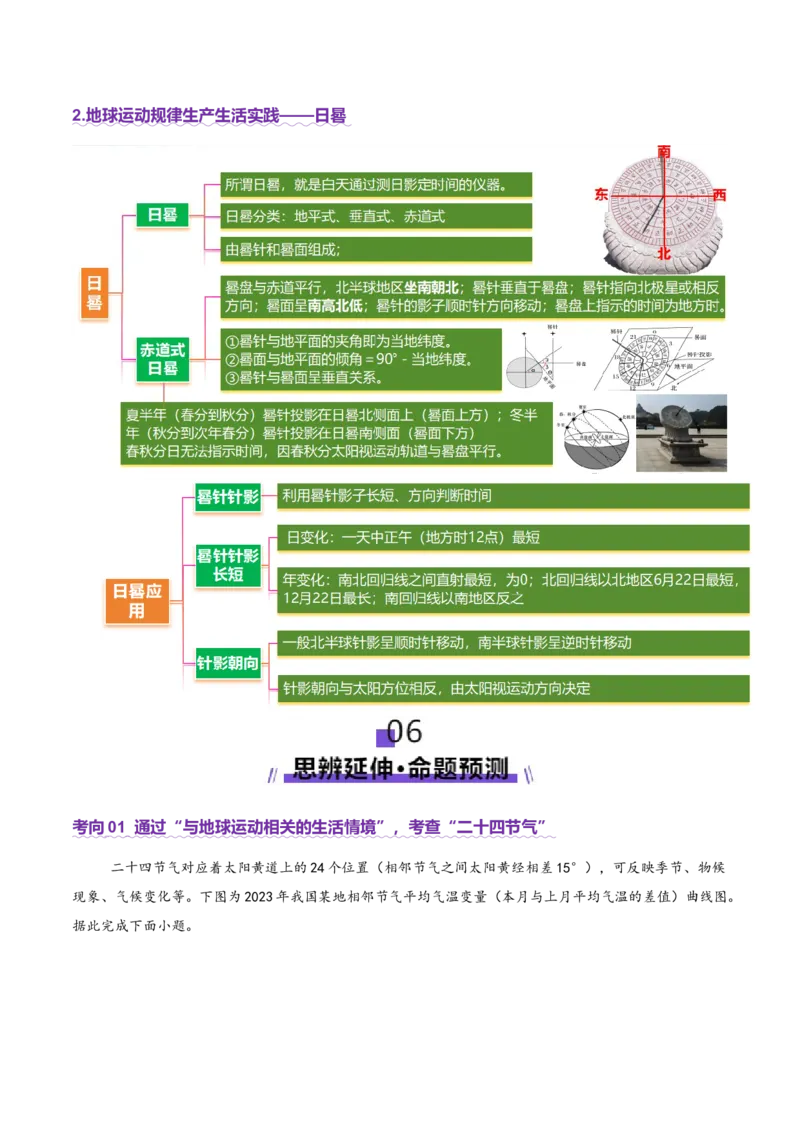 微专题地球运动与生产生活（讲义）（解析版）_2025年新高考资料_二轮复习_2025年高三地理高考二轮复习专项提升（新高考通用）3405802_二轮讲义