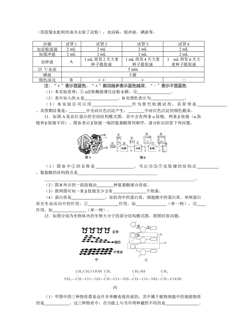 专练88　组成细胞的分子综合练_通用版（老高考）复习资料_2023年复习资料_专项复习_2023《微专题&middot;小练习》&middot;生物