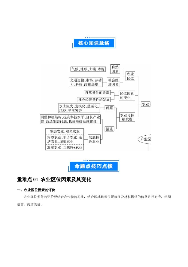 重难点09农业区位及其产业发展（原卷版）_2025年新高考资料_二轮复习_01高考语文等多个文件_2025年高三地理高考二轮复习专项提升_重点&middot;难点&middot;热点专练（分地区）_广东专用