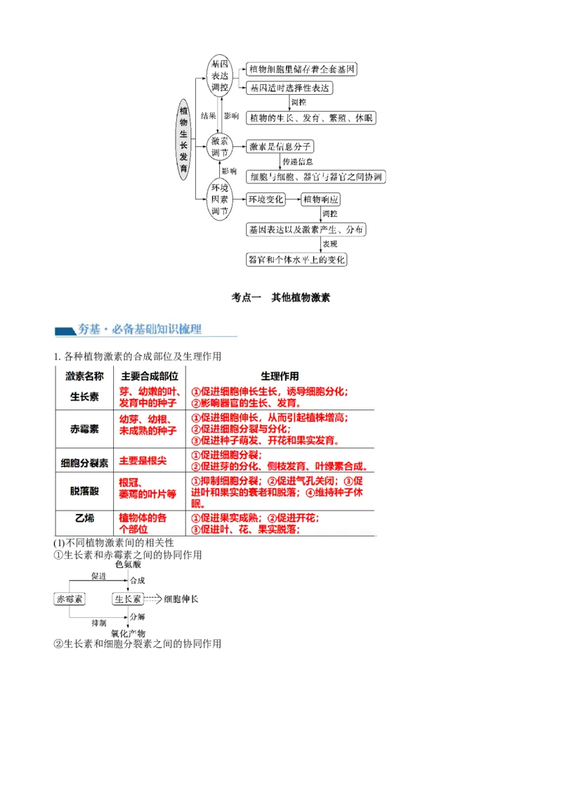 第32.2讲其他植物激素、植物生长调节剂的应用、环境因素参与调节植物的生命活动（讲义）（教师版）_2024年新高考资料_1.2024一轮复习_2024年高考生物一轮复习讲练测（新教材新高考）