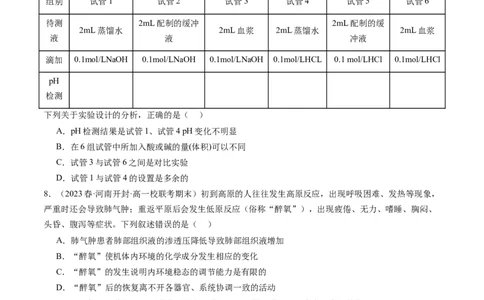 第25讲内环境与稳态（练习）（原卷版）_2024年新高考资料_1.2024一轮复习_2024年高考生物一轮复习讲练测（新教材新高考）