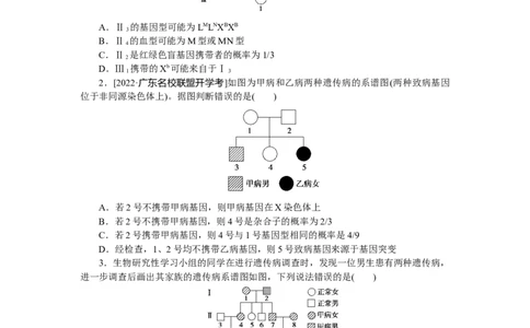 专练50　人类遗传病图像分析与概率计算_通用版（老高考）复习资料_2023年复习资料_专项复习_2023《微专题&middot;小练习》&middot;生物