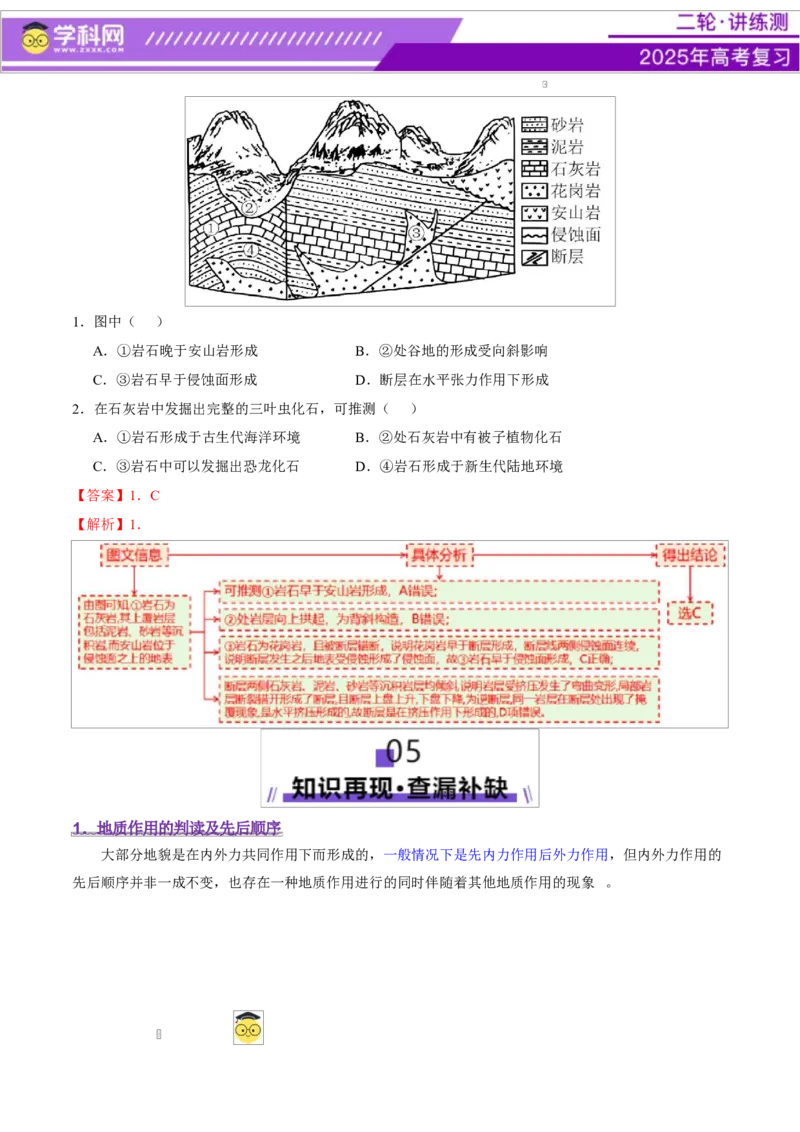 微专题地貌演化过程（讲义）（解析版）_2025年新高考资料_二轮复习_上好课2025年高考地理二轮复习讲练测（新高考通用）3381954