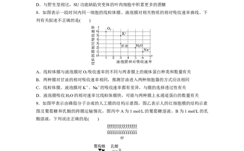 第2单元　课时练5　物质出入细胞的方式及影响因素_2024年新高考资料_1.2024一轮复习_2024年高考生物一轮复习讲义（新人教版）_学生版在此文件夹_一轮复习69练