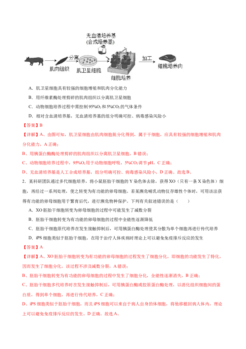第17讲细胞工程（练习）（解析版）_2024年新高考资料_2.2024二轮复习_2024年高考生物二轮复习讲练测（新教材新高考）