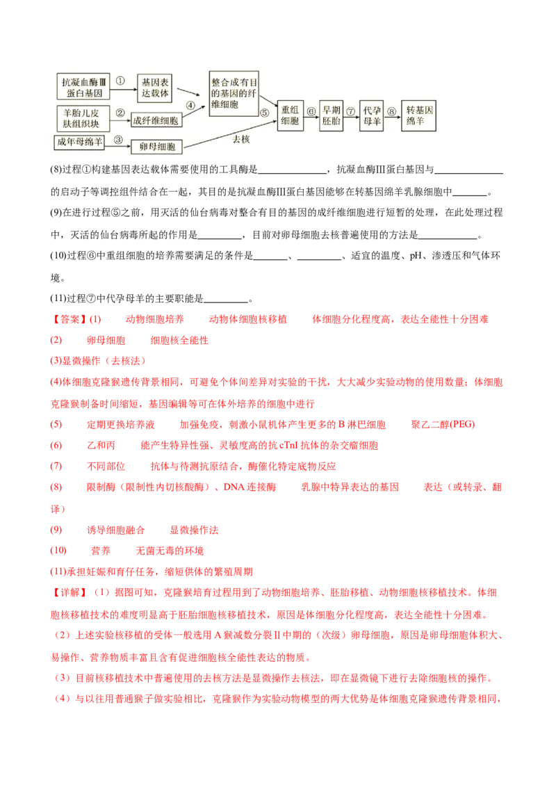 第17讲细胞工程（练习）（解析版）_2024年新高考资料_2.2024二轮复习_2024年高考生物二轮复习讲练测（新教材新高考）