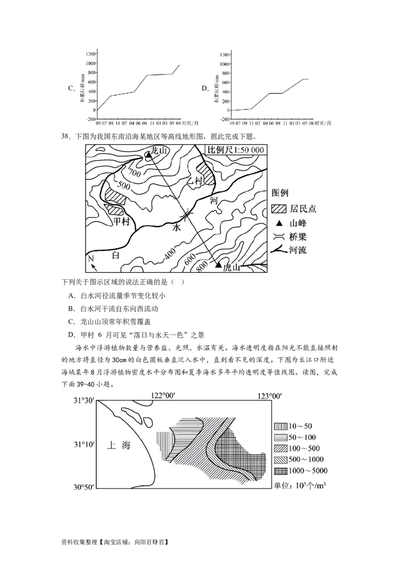 2024届新高考一轮复习专题一地球与地图第二讲等值线类型图的判断和运用（试卷版）_通用版（老高考）复习资料_2024年复习资料_完备战2024年高考地理一轮复习考点帮（全国通用）