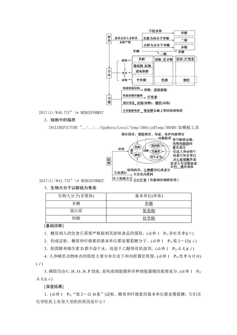 [12501765]高中生物一轮复习学案：第2讲　组成细胞的元素、无机物、糖类和脂质_新高考复习资料_2023年新高考复习资料_一轮复习_精讲精练2023届新高考生物一轮复习学案